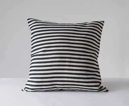 Creative Co-Op Woven Cotton Striped Pillow, Black and Cream