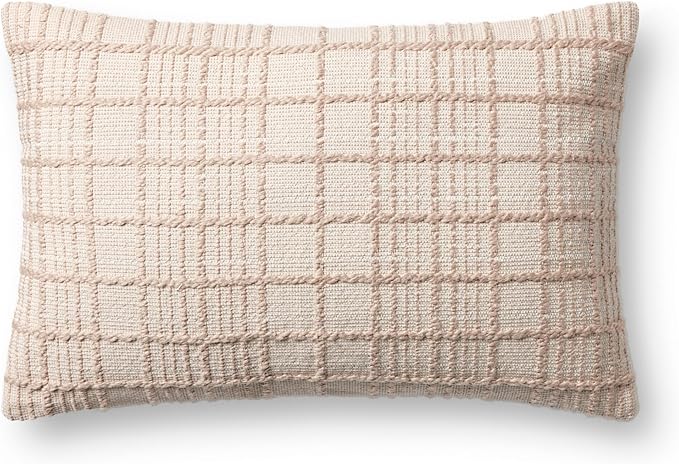 Loloi Magnolia Home by Joanna Gaines Liv Collection PMH0064 Beige 13'' x 21'' Cover Only Pillow