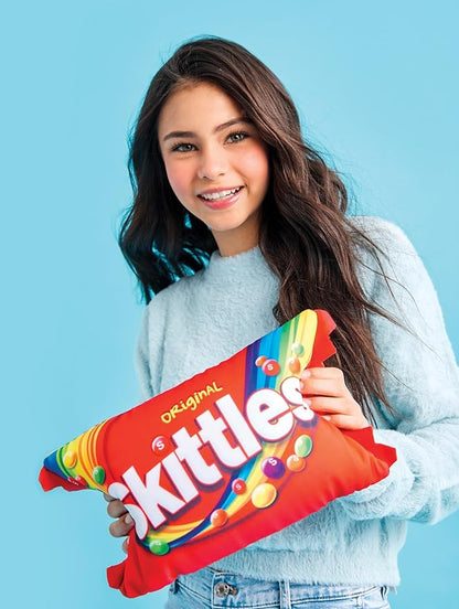 iscream Skittles Package Photoreal Print 12" x 7" Microbead Mini Accent Pillow