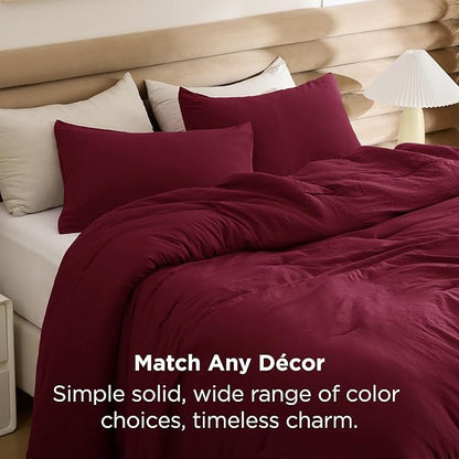 Bedsure California King Comforter Set, Dark Red Soft Prewashed Bedding for All Seasons, 3 Pieces GentleSoft™ Bed Set, 1 Lightweight Comforter (104"x96") and 2 Pillowcases (20"x36")