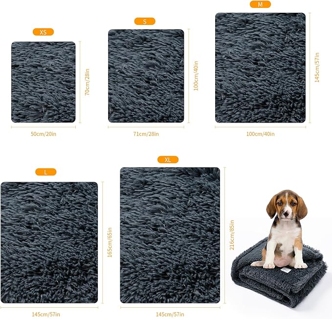 Waterproof Gray Pet Blanket for Dogs 65X57in Fluffy Long Faux Fur Pets Throw Blankets for Large Dog Cat Puppy Couch Cover Love Bed Protector Mat Washable(Grey,L)
