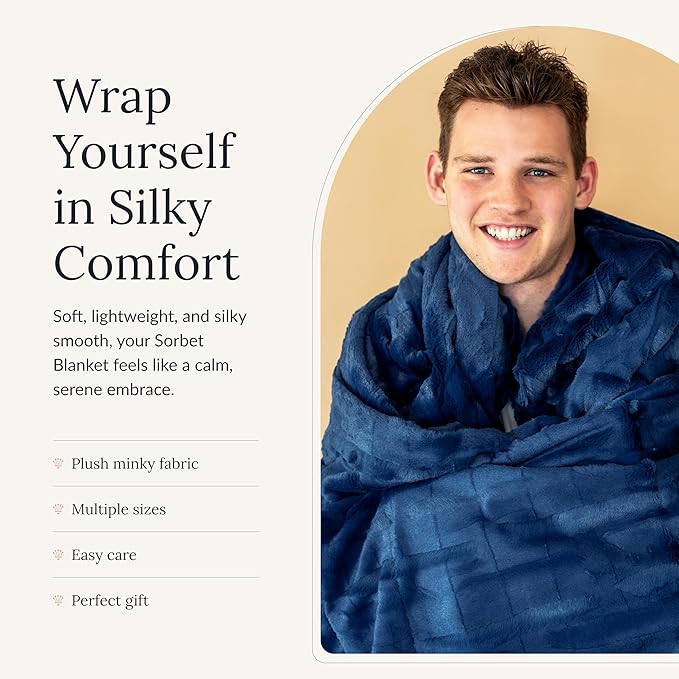 Minky Couture Sorbet Blanket - Ultra-Soft Throw for Silky Smooth Comfort - Premium Decorative Throw Blanket - Midweight, Breathable Fabric - Machine Washable Travel, Navy