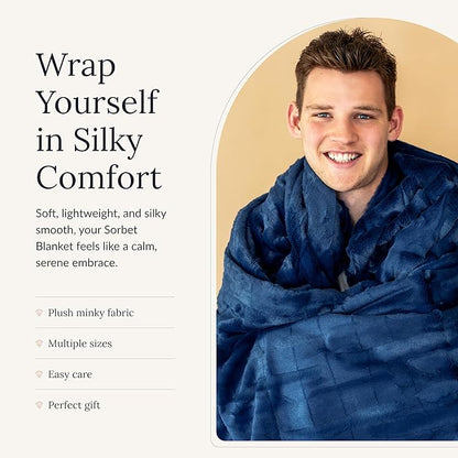 Minky Couture Sorbet Blanket - Ultra-Soft Throw for Silky Smooth Comfort - Premium Decorative Throw Blanket - Midweight, Breathable Fabric - Machine Washable Monster, Navy