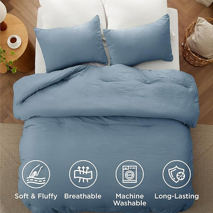 Bedsure Oversized King Comforter Set, Dusty Blue Soft Prewashed Bedding for All Seasons, 3 Pieces GentleSoft™ Bed Set, 1 Lightweight Comforter (120"x98") and 2 Pillowcases (20"x36")