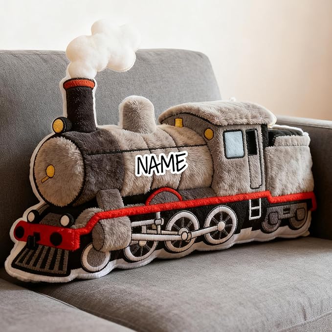 Custom Small Train Shaped Pillow Personalized Double-Sided Printed Cute Pillow Customized Christmas Party Commemorative Gift Sofa Decorative for Boys and Girls 8-32in