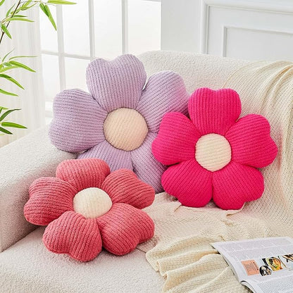 Flower Throw Pillow, Cute Flower Shaped Pillow Decorative Throw Pillow for Bed Couch, Soft Daisy Pillows Floor Seating Cushion Cushions (19.6 Inch Hot Pink)