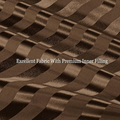 Whale Flotilla 3-Piece Reversible Silky Soft King Size Comforter Set, Luxury Stripe Satin Oversized Comforter Bedding Set with 2 Satin Pillowcases, Lightweight Duvet Set for All Seasons, Brown
