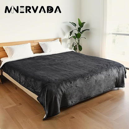 Heated Blanket Electric Blanket King Size 90''x100'' with 10 Heating Levels, 1-12 Hour Auto Shut Off, Machine Washable, Dual Controller Soft Warming Blanket for Couch, Bed, Office - Dark Gray