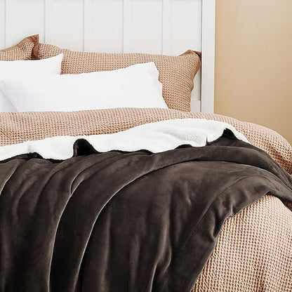 Bedsure GentleSoft Sherpa Fleece Throw Blanket Twin Size for Couch - Thick and Warm Throw for Women and Men, Soft Fuzzy Plush Twin Blanket for Winter, Non-Heated, Brown, 60x80 Inches