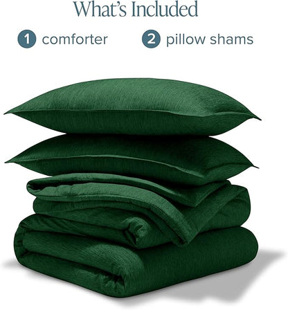 Bare Home Comforter Set - King Size - Ultra-Soft - Goose Down Alternative - Premium 1800 Series - All Season Warmth Comforter (King, Heathered Forest Green)