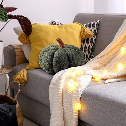 Queekay 2 Pcs Pumpkin Pillow Plush 11 x 9.5 Inch Thanksgiving Stuffed Pumpkin Decor for Fall Home Bedroom Throw Pillow Cushion Gifts for Holiday Operation Christmas Halloween Car Sofa(Army Green)