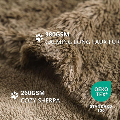 gogobunny Waterproof Dog Blanket for Couch & Furniture Protection - Super Soft Reversible Throw for Large Dogs & Cats, Calming Washable Fur & Sherpa Pet Blanket (25x35 Inch, Stone)