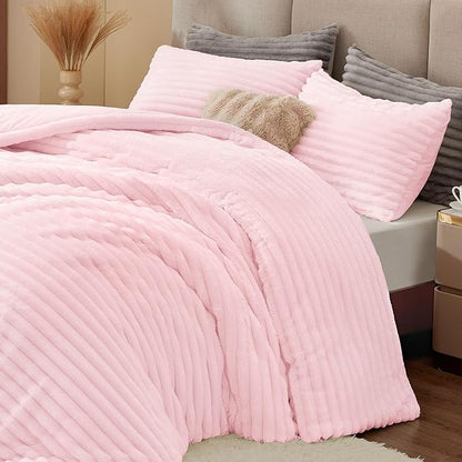 BEDELITE Fleece Twin Comforter Set -Super Soft & Warm Fluffy Cherry Blossom Bedding, Luxury Fuzzy Heavy Bed Set for Winter with 1 Pillow case