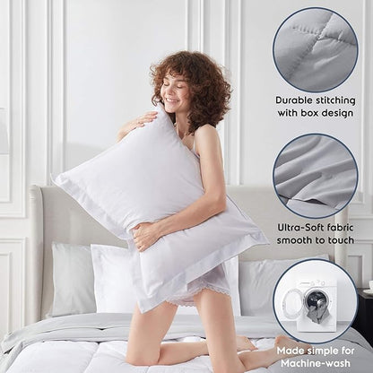 Nestl 7 Piece Full Comforter Set – White Reversible Bed in a Bag – Complete Full Size Bedding Set with Sheets, Pillowcases and Shams