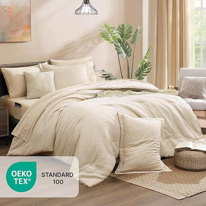 Monbix King Size Comforter Set, Birch Marble Pattern King Size Bed Set Reversible, King Bedding Set 7 Pieces, Bed in a Bag with Comforter, Sheets, Pillowcases & Shams