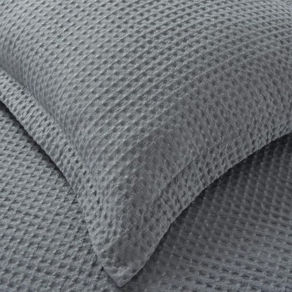 Chezmoi Collection Wilmer 3-Piece Waffle Weave Comforter Set - Soft and Cozy All Season Bedding Set, King, Gray