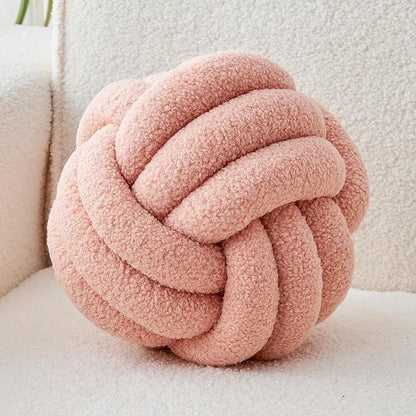 Decorative Throw Knot Pillow Ball for Home Chair Sofa Couch Bed Aesthetic Round Decor Pillows Lambswool Knotted Pillow Cushion (Pink, 8 inches)