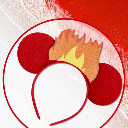 Flame Mouse Ear Headbands,Sparkle Mouse Ears Headband for Boy Men Cartoon Princess Costume Cosplay Decoration