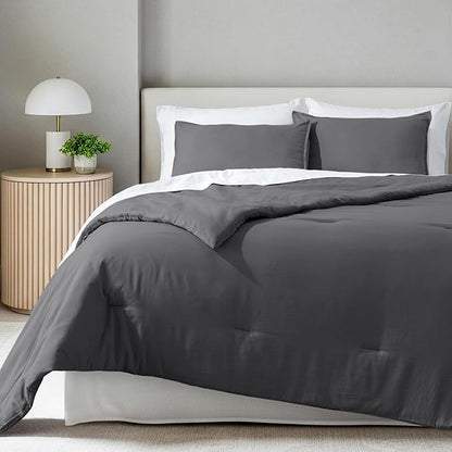 Bare Home Comforter Set - Full Size - Ultra-Soft - Goose Down Alternative - Premium 1800 Series - All Season Warmth Comforter (Full, Grey)