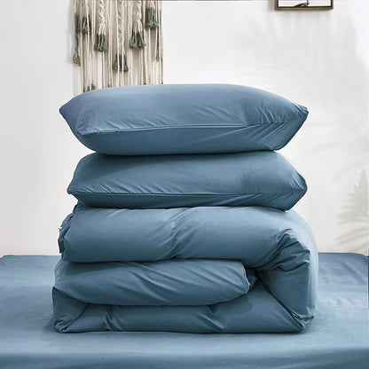Luxlovery Lake Blue Comforter Set Queen Women Men Bedding Comforter Sets Haze Blue Quilt Blanket Comfy Soft Lightweight Bedding Set for Adults Teens