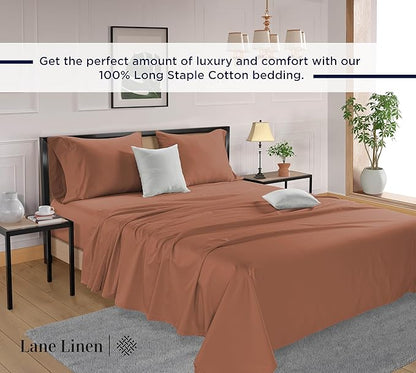 LANE LINEN Twin XL Bed Sheets Set - 600 Thread Count, 100% Cotton Sheet Bed Sets - Sateen Weave, Hotel Luxury Sheet, 15" Deep Pocket, Easy to Wash- Rose Dawn