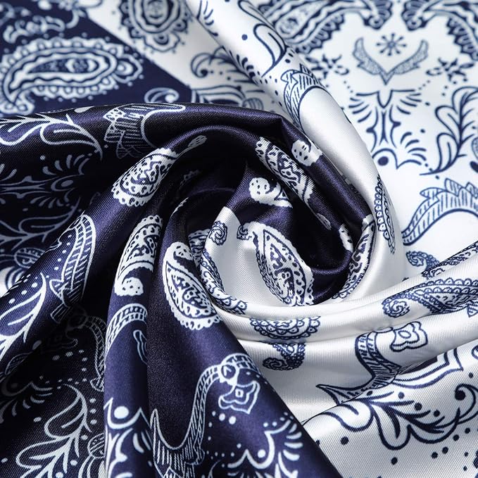 AWAYTR 35” Satin Large Square Head Scarves - 4PCS Silk Like Neck Scarf Hair Sleeping Wraps Satin Silk Scarfs for Women