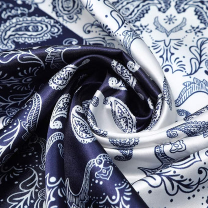 AWAYTR 35” Satin Large Square Head Scarves - 4PCS Silk Like Neck Scarf Hair Sleeping Wraps Satin Silk Scarfs for Women