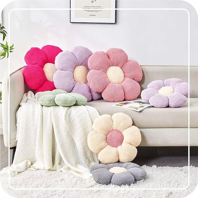 Flower Throw Pillow, Soft Light Pink 17.7" Shaped Floor Pillow for Home Decor, Cute Aesthetic Plush Decorative Pillows for Bed, Sofa, Couch