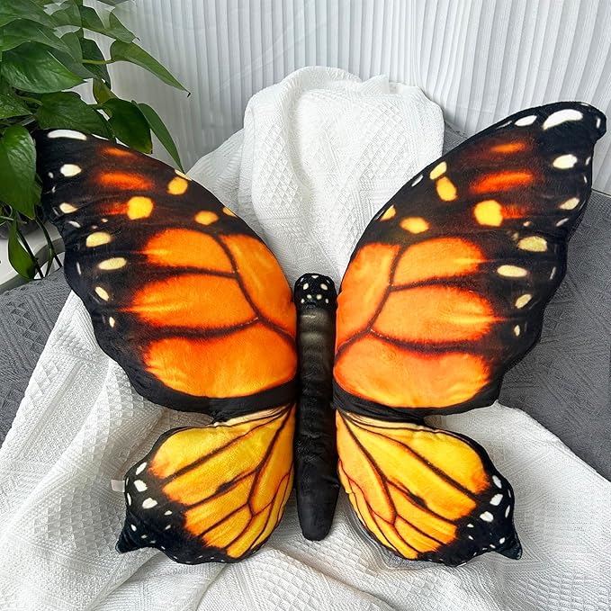 Butterfly Decorations Pillow Decorative Throw-Pillow Stuffed Animal Plush Gifts for Women Decor for Room Home Garden 24.4" x 16.5"