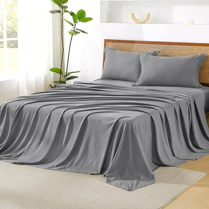 Litanika King Size Comforter Set with Sheets Medium Gray - 7 Pieces Bed in a Bag King Chevron Tufted Complete Bedding Sets with Comforter, Sheets, Pillowcases & Shams