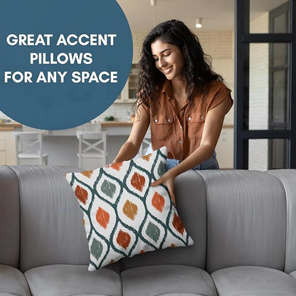 Americanflat 20x20 Throw Pillow with Sewn-in Insert - All-in-One Decorative Pillows - No Cover Needed - Soft and Durable Cushion for Bed or Sofa - Polyester - Deep Teal, Orange, Yellow and White