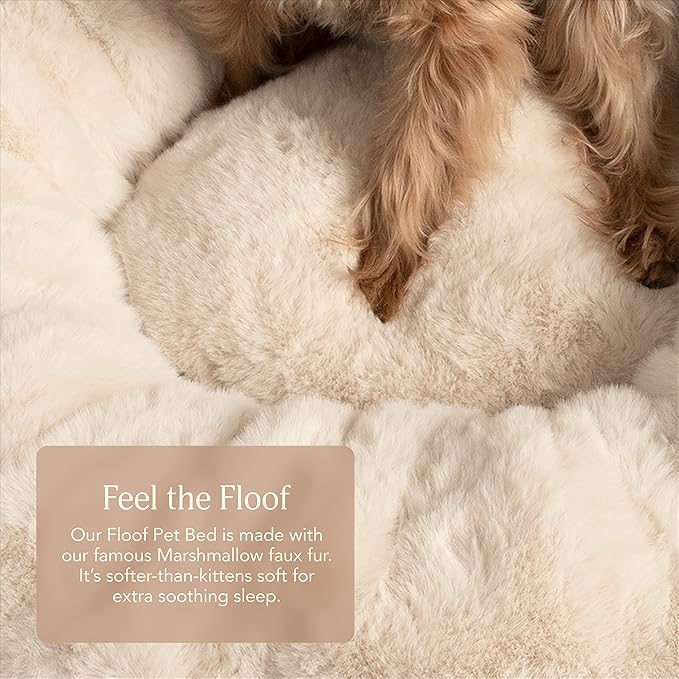 UnHide Floof Pet Bed - Small (23" x 8") - Extra Soft Dog Bed - Removable Faux Fur Cover - Machine Washable - Helps Ease Pet Anxiety & Provides The Perfect Sleep - Leopard
