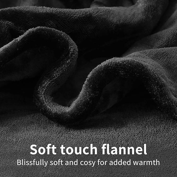 Vagueior Electric Heated Blanket Full Size 50'' x 60'',Extra-Warm Lightweight Cozy Luxury Bed Blanket Machine Washable with 3 Heating Levels Auto-Off Machine Washable,ETL Certification - Black