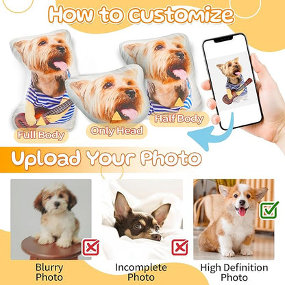 Easycosy Custom Photo Pillow Gifts, Personalized Pet Pillow Shaped Looks Like Your Dog Cat Picture, Birthday Photo Gifts Decor for Her Him(10 Inch)