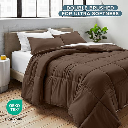 Bare Home Comforter Set - King/California King Size - Ultra-Soft - Goose Down Alternative - Premium 1800 Series - All Season Warmth (King/Cal King, Cocoa)