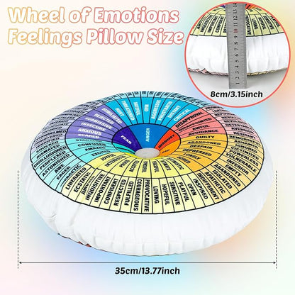 party greeting Wheel of Emotions Feelings Pillow Round Velvet Feelings Wheel Emotion Throw Pillow Circle Seating Floor Cushion for Office Home Room Sofa Decor Counselor Physical Therapist Gifts