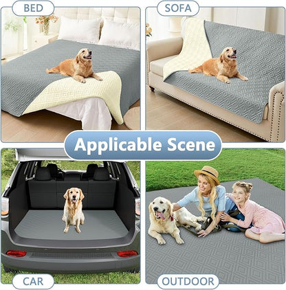 hyha Waterproof Dog Blanket, Soft Dog Bed Cover Pet Blankets, Waterproof Sofa Couch Cover for Dogs Washable, Reversible Pet Couch Covers for Sofa Furniture (30x53 Inch, Grey/Beige)