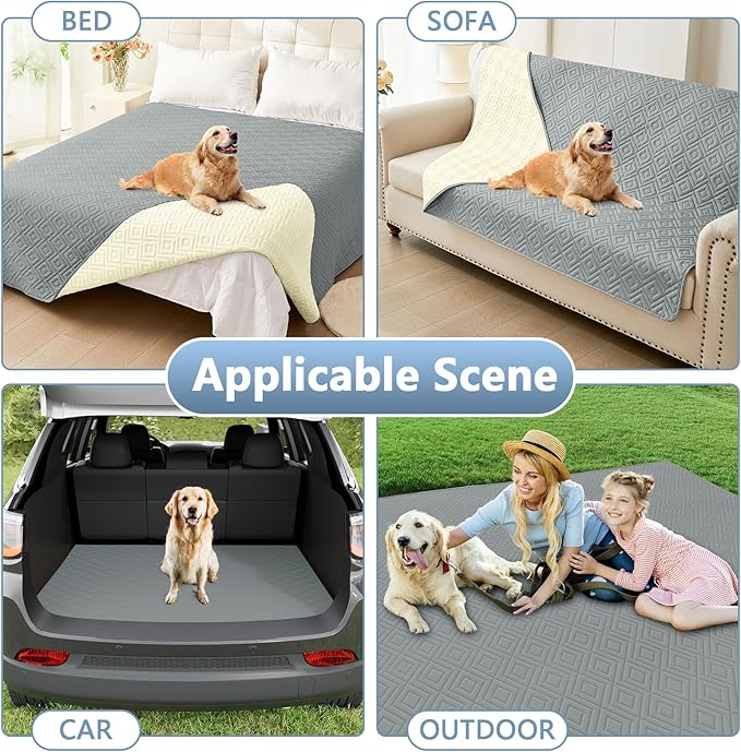 hyha Waterproof Dog Blanket, Soft Dog Bed Cover Pet Blankets, Waterproof Sofa Couch Cover for Dogs Washable, Reversible Pet Couch Covers for Sofa Furniture (40x80 Inch, Grey/Beige)
