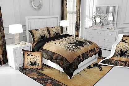 Erosebridal Camo Mallard Duck Bedding Set Rustic Cabin Comforter Set Toddler for Boys Adults Men,Woodland Camouflage Hunting Duck Quilt Comforter Country Farmhouse Retro Bed Set Room Decor 2 Pcs