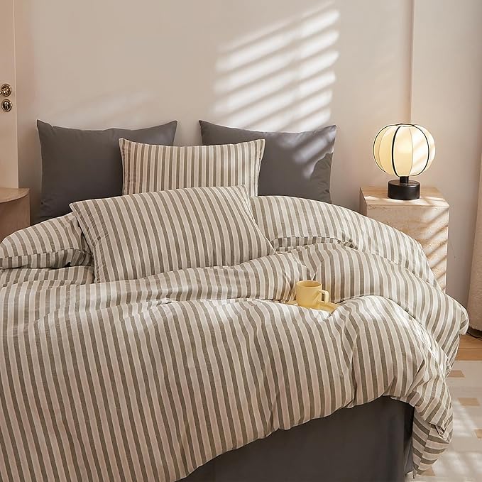 HighBuy Grey Gingham Comforter Set Twin XL Size Modern Chic Striped Bedding Comforter Set Twin XL Fluffy Soft Comforter Sets Farmhouse Geometric Bedding Set 1 Comforter with 2 Pillowcases
