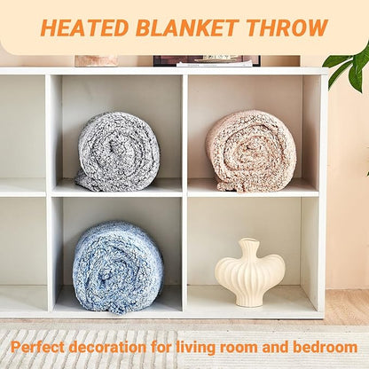 Heated Blanket Heated Throw, Electric Blanket 50"x60" Heating Blanket with 8 Hours Auto Off 10 Fast Heating Levels Machine Washable Sherpa Heated Blanket with Overheating Protection