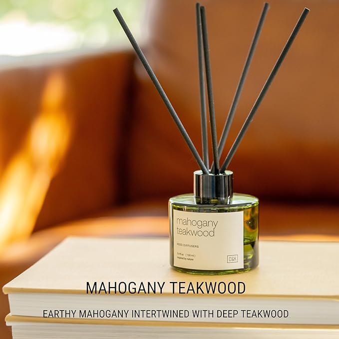 Craft & Kin Reed Diffuser Set Oakwood, Mahogany & Vetiver, Reed Diffusers for Home, Fragrance Diffuser Sticks, Oil Diffuser Sticks, Oil Diffuser with Sticks, Reed Diffuser for Men