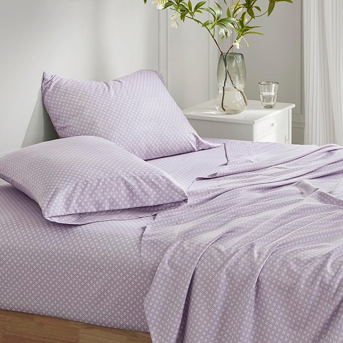 Madison Park Essentials Twin Comforter Set with Sheets, Floral Bed in A Bag Microfiber Comforter for Twin-Size Bed, Shabby Chic Bedding Set Diamond Printed Sheet, Luna, Taupe 5 Piece