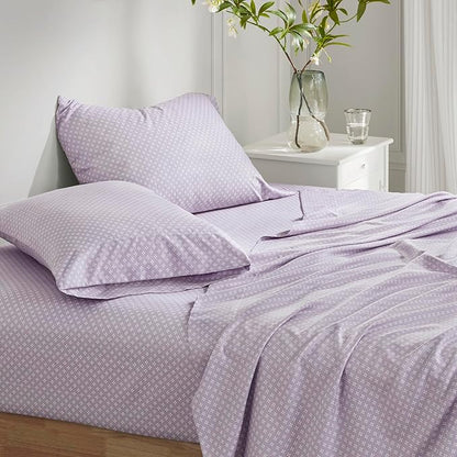 Madison Park Essentials Queen Comforter Set with Sheets, Floral Bed in A Bag Microfiber Comforter, Shabby Chic Queen Bedding Set Diamond Printed Sheet, Luna, Taupe 7 Piece