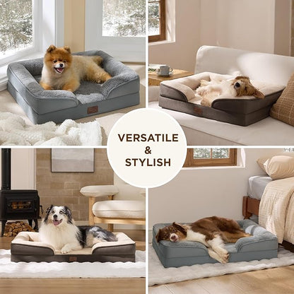 Bedsure Self Warming Orthopedic Dog Bed Medium Size Dogs - Washable Medium Dog Bed Waterproof, Comfort Pet Couch with Removable Cover, Pets Sofa with Nonskid Bottom, Grey, Non-Electric