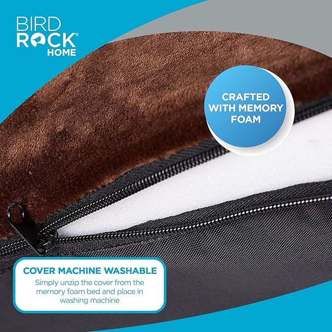 BIRDROCK HOME Memory 3" Memory Dog Bed | Ultra Soft Plush Pet Bed | Pet Mat (22 x 16, Brown)