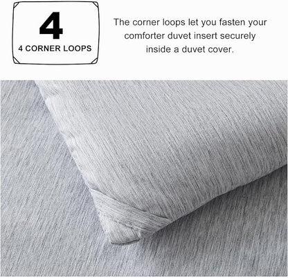 CozyLux Oversized King Comforter Set, 3 Pieces 120x98 Light Grey Soft Luxury Cationic Dyeing Bedding All Season, Light Gray Breathable Fluffy Bed Sets with 1 Alternative Comforter and 2 Pillow Shams