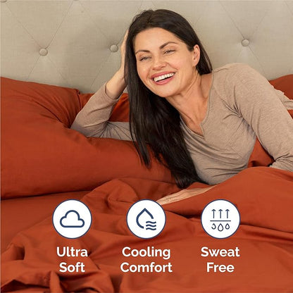 King 6 Piece Sheet Set - Comfy Breathable & Cooling - Ultra-Soft Hotel Luxury Bedding Set with 8-16 Inch Deep Pockets - 1 Flat & 1 Fitted Sheet & 4 Pillowcases - Wrinkle Free & Easy Care - Terracotta