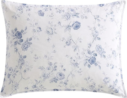 Laura Ashley - Twin Comforter Set, Soft & Reversible Cotton Bedding with a Smooth Feel, Medium Weight for Year Round Comfort, 2 Piece Bed Set with Matching Pillowcase (Belinda Blue)