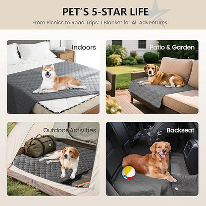 gogobunny 3X Stronger Waterproof Pet Blanket, Scratch Proof Furniture Protector for Dogs Cats, Reversible Cover 32x53 Inch, Dark Grey